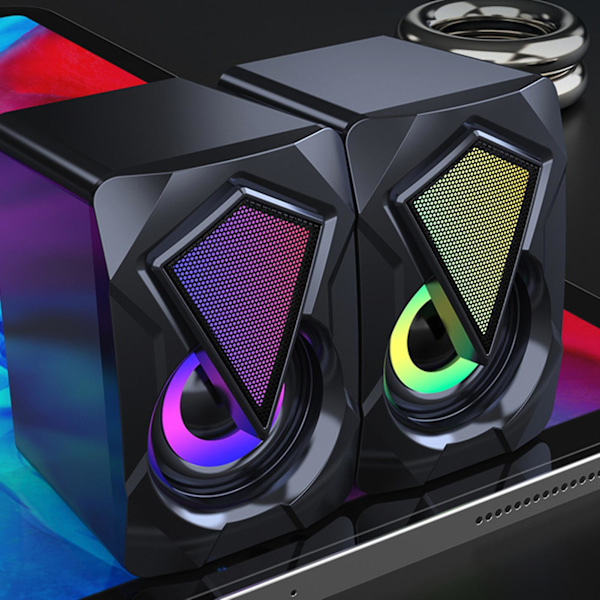 2 st Bärbara Högtalare med Högvolym Subwoofer USB Datorljud Högtalare för Hem Kontor Skrivbord