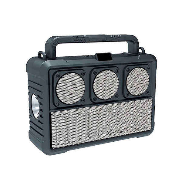 Aurinkovoimalla toimiva langaton Bluetooth-kaiutin Kannettava FM-radiokaiutin Ulkokäyttöön tarkoitettu Bluetooth-kaiutin taskulampulla