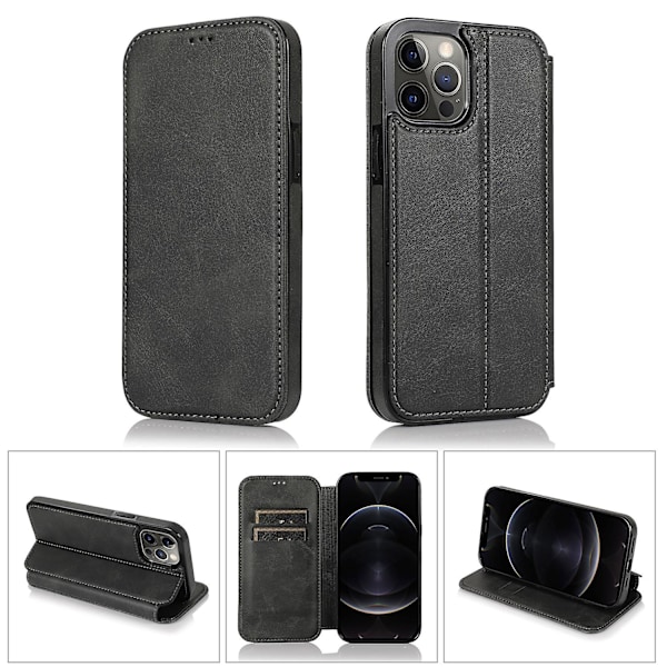 Shieldon Etui til iPhone 12 Pro Max, Læder Pung Etui, Stødsikkert Cover med Stativ Kort Slot, Kompatibel med iPhone 12 Pro Max