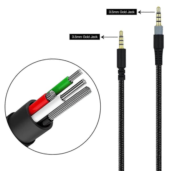 For HyperX Cloud For Alpha Gaming Headset Kabel Nylon Flettet Udskiftningskabel