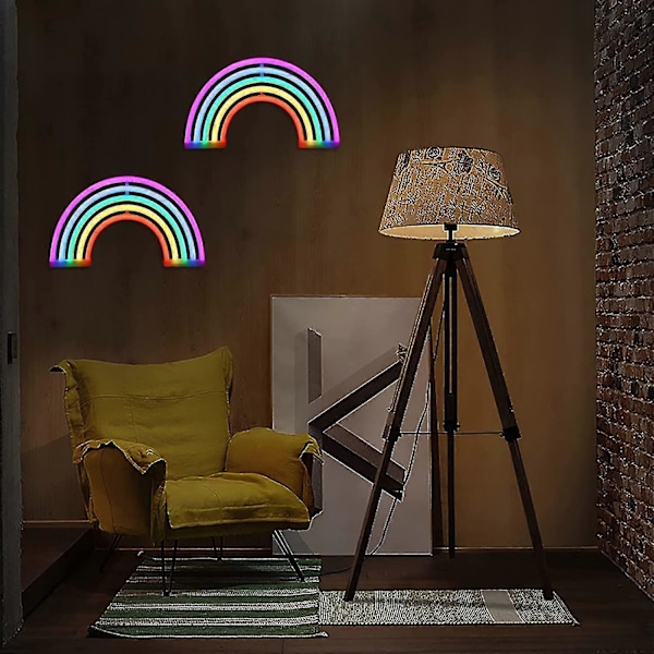 Neonvalot, USB/akku planeettalamppu neonvalo baariin, hääkoristeeksi, syntymäpäiväjuhliin jne. (sateenkaari 30,3*2*18cm)