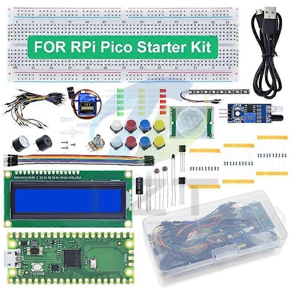 Starter Kit til Raspberry Pi Pico Udviklingskort Brødbord LCD Modul Python Programmering Begynder Kit SG90 Servo LCD1602