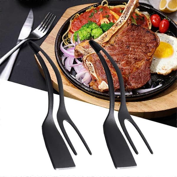 2-i-1 Eggespade Grip og Vendespade Tang Matlagingstang Eggvender, Fisk Pannekake Toast Omelett Spatel Tang