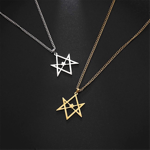 Thelema Hexagram Halskje i Rustfritt Stål Klassisk Hellig Religiøst Symbol Hengerkjede Amulet Spirituelt Smykke Gave