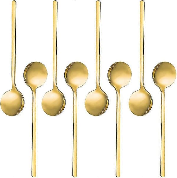 Pakke med 8, Guldbelagte Espressoskeer i Rustfrit Stål 13,5 cm