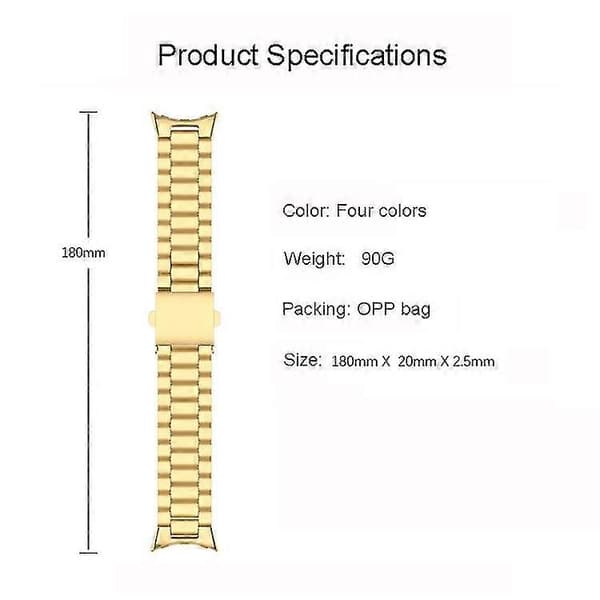 Til Google Pixel Watch Tre Strenge Rustfrit Stål Metal Urrem JQRK