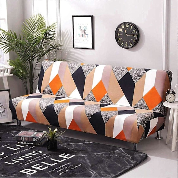 Clic Clac Sofatrekk Sofatrekk Stretch Elastisk Sofatrekk Print (Oransje og Svart