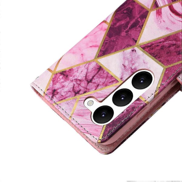 Wallet Case til Samsung Galaxy S24 Ultra, Prremium PU Læder Magnetisk Lukning Geometrisk Marmor Mønster