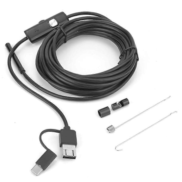 Y102 USB 3 in 1 Endoskooppi 5.5mm Linssi 6LED 5M Kaapeli IP67 Vedenpitävä Tarkastuskamera YEMAA