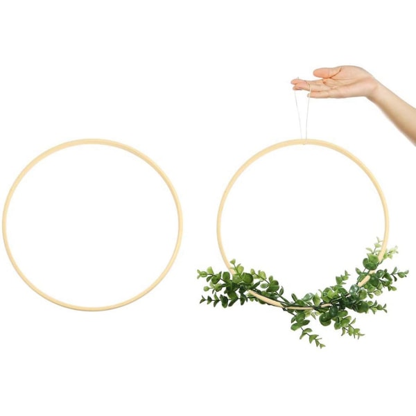 Kransringe, 24 Pack 6 Størrelser Træ Bambus Blomsterbøjle Krans Makrame Craft Hoop Ringe Til Diy Drea