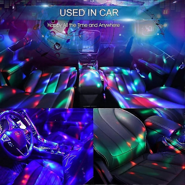 USB mini disco-lampe, 3 poser, festlampe, ball lydaktivert jul