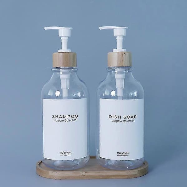 500ml Tvåldispenser Klar Påfyllningsbar Plastpump Tryck Schampodispenser Flaska Badrumstillbehör Banmo