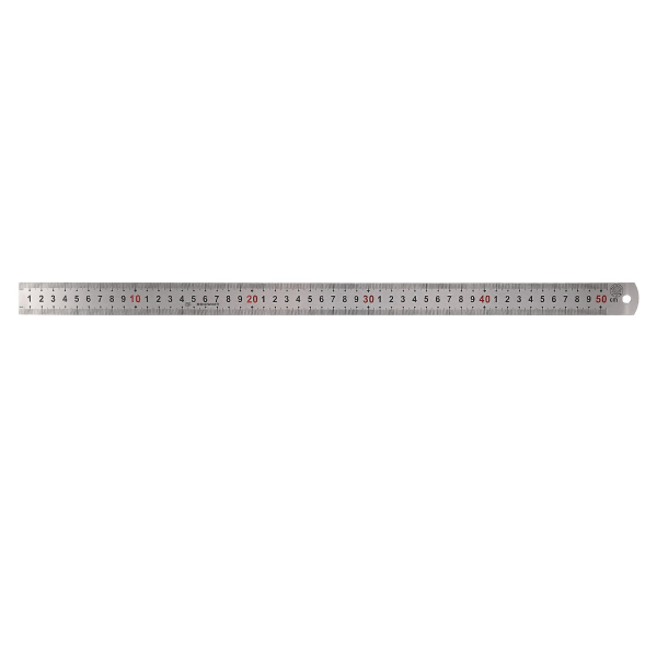 Dobbelt sideskala rustfrit stål lige lineal måleværktøj 50cm