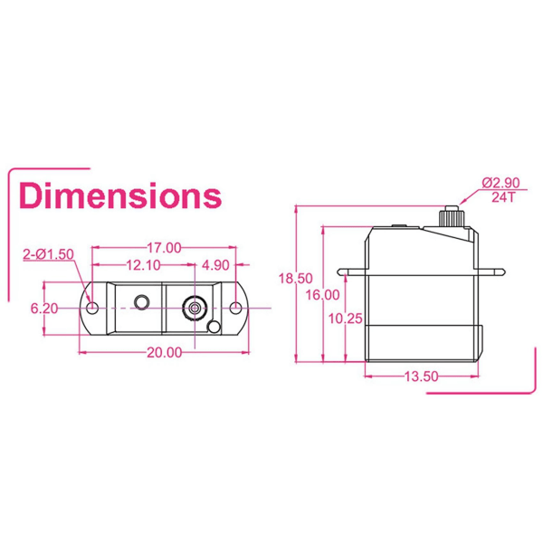 2x D1302 Mini 1,7g Large Torque Mini Digital Jst1.0-stik til Rc-model droneflyhelikopter