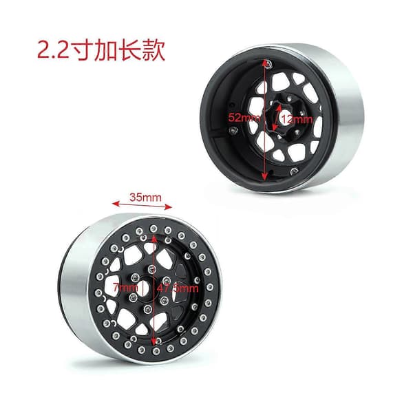 2x Rc 2.2 Beadlock Vanteet Säädettävät 4 Offsetit Vanteet 1/10 Mud Crawler Scx10e5 Jy