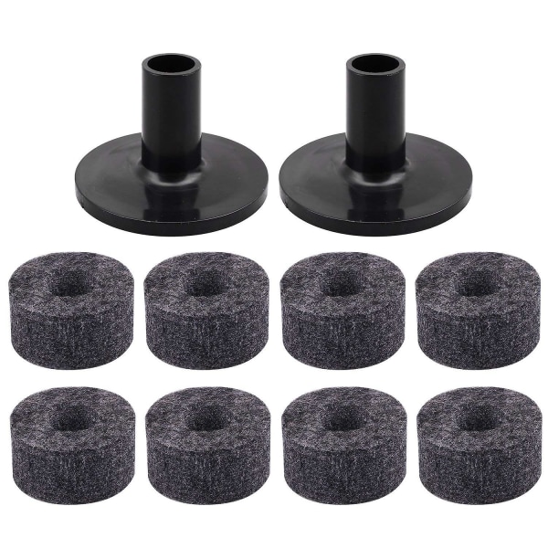 8pcs Cymbal Stand 25mm Felt Washer + 2pcs Cymbal Sleeves Replacement For Shelf Drum Kit