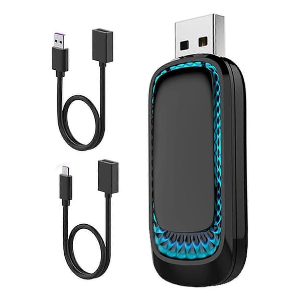 Trådløs CarPlay-adapter og Android Auto-adapter med stemningslys, CarPlay-adapter for