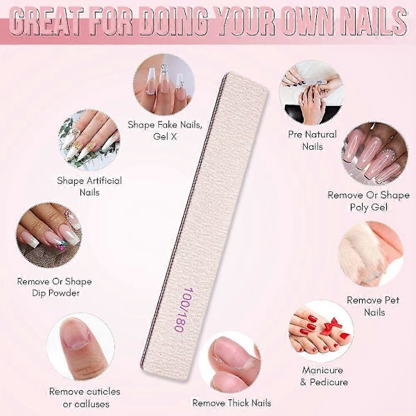 25-delars 100/180 Grit Nagelfil och Buffer Professionell Dubbelsidig Smärgelplatta Akryl Nagelpoleringsverktyg-Set3