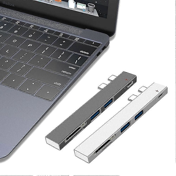 Dubbel Typ C Hub USB-C till USB 2.0 PD Laddning TF Secure Digital Kort Dock Adapter