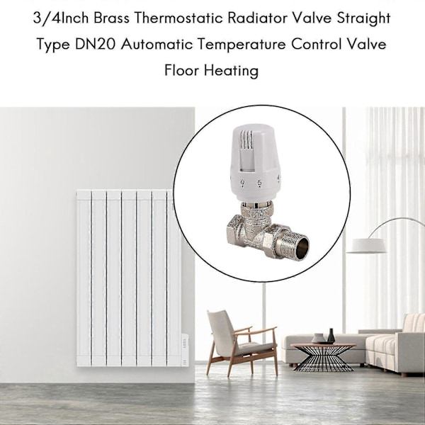 3/4 tums Termostatisk Radiatorventil Mässing Rak Typ Dn20 Automatisk Temperaturkontrollventil Fl-Yvan