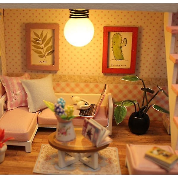 Hands Craft DIY Miniatyyri Nukkekotipaketti Soho Time 3D-malli Puukalusteet Pieni Talo Rakennus DIY Nukkekoti Miniatyyrit Paketti Puinen Nukkekodin Lisävaruste