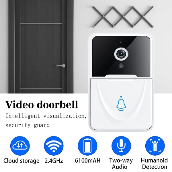 Trådløs fjernkontroll, Intelligent dørklokke Intercom Hd Night Vision Wifi Lading Tyverisikringsdørb