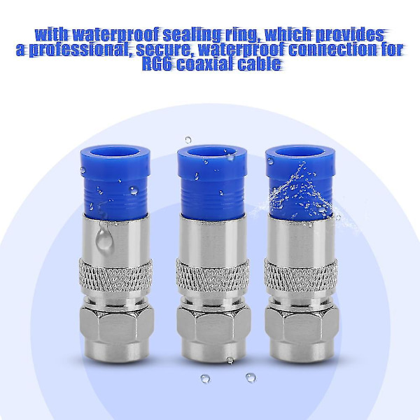 Vandtæt Forseglet RG6 Koaksial Kompressions Konnektor Adapter (10 stk)