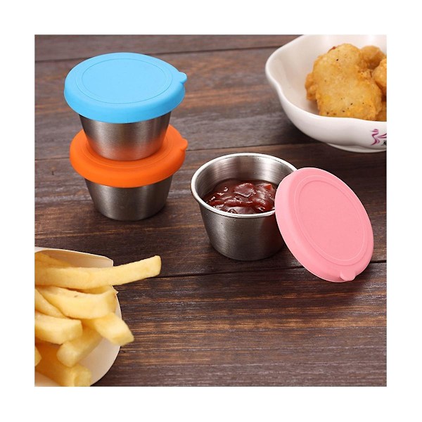 6 stk. Rustfrie Stål Blandeskåler 70 ml Diameter Metall Nestet Skåler Med Fargerike Lufttette Lopp