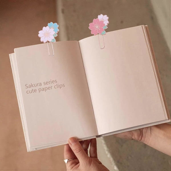 Sakura Papirclips Søde Farverige 3-pak Sakura Formede Bogmærker med Blomsterdesign