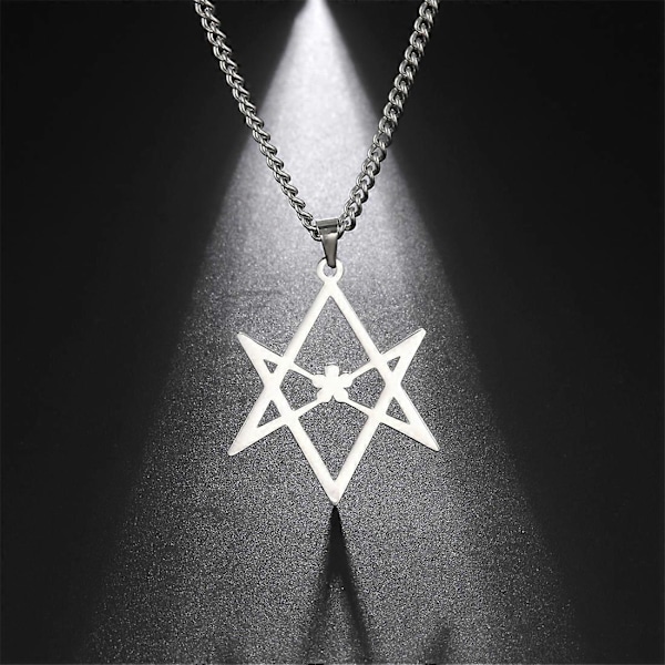 Thelema Hexagram Halsband Rostfritt Stål Klassisk Helig Religiös Symbol Hänge Kedja Amulett Andlig Smycken Present