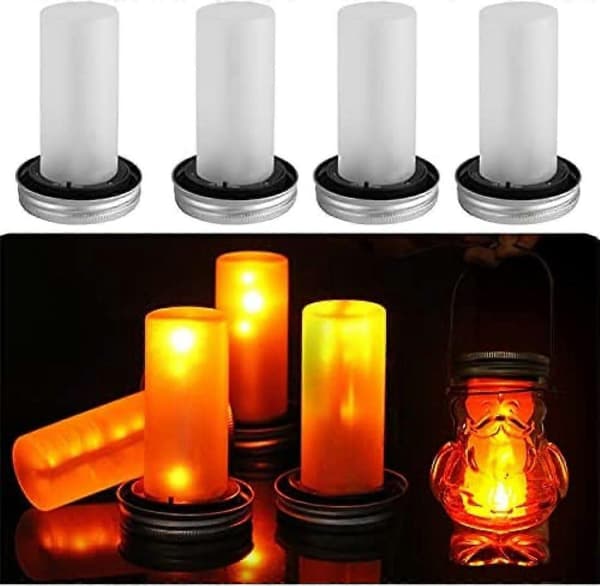 Mason Jar -valot, LED-aurinkokennovalot Mason Jar -kansiin, simuloitu liekki