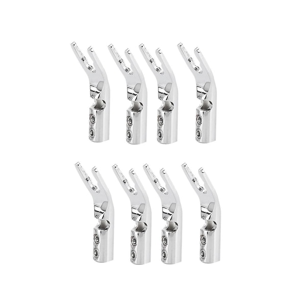 8pcs Hifi Banana Y Spade Y Gold Plated Pure Copper Screw Fork Hifi Speaker Spade Connector Plugs-si