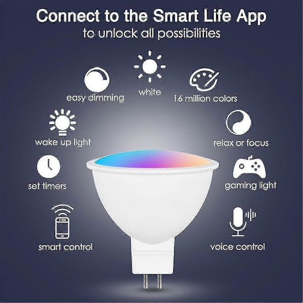 3 stk Smart Homekit WiFi MR16 Smart LED Pære 12V RGBCW Dimbar Lampe Siri Stemmekontroll 5W Spotbelysning Fargeendring