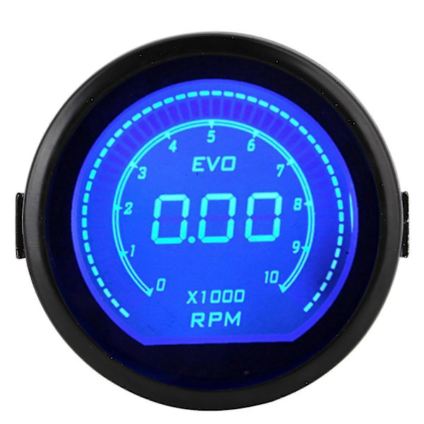 2-tums LCD Digital Varvräknare RPM Display Rött Blått Ljus för EVO Serien Universal för 12V Bil