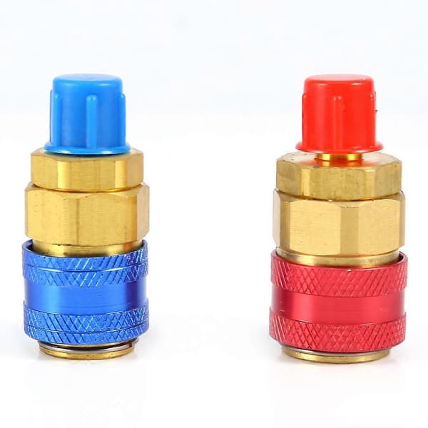R134a Auto Bil Hurtigkobling Messingadaptere Lav & Høj Side AC Manifold