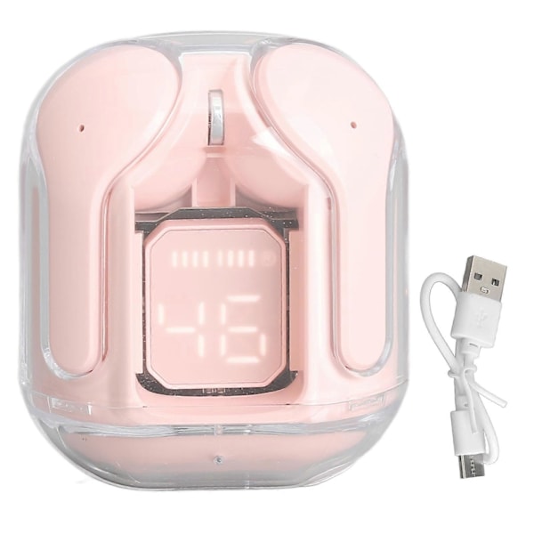 Trådløse Bluetooth-ørepropper BT 5.3 Stereo HiFi-lyd HD-samtaler USB-oppladbare Bluetooth-hodetelefoner for mobiltelefon nettbrett Rosa Plast