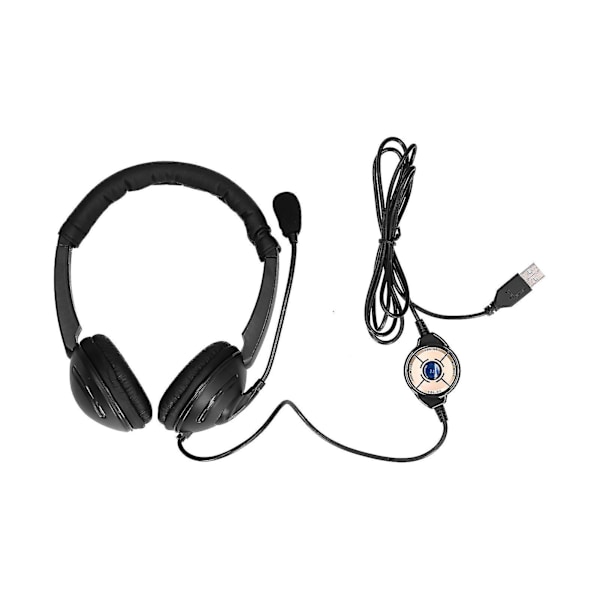Trådbundet USB-telefonheadset med mikrofon - Perfekt för callcenterverksamhet och webbinarier