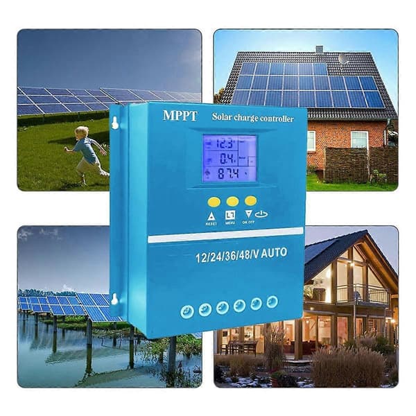 60A MPPT Solarladdningsregulator 12V 24V 36V 48V Batterisystem Auto, PV Solpanel Regulator
