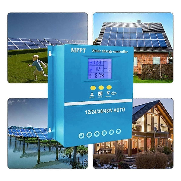 60A MPPT Solcelleladeregulator 12V 24V 36V 48V Batterisystem Auto, PV Solpanel Regulator