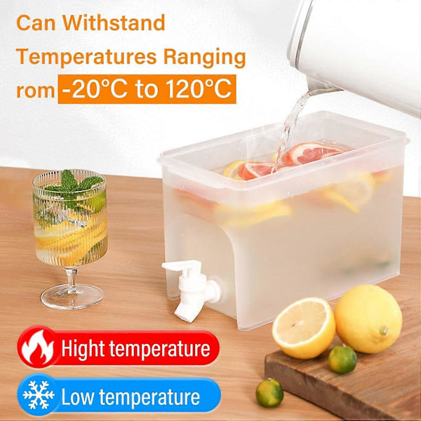 4L Stor Drikkevare Dispenser Juice Infuser Vand Dispenser Beholder med Hane, til Servering af Cocktails, Juice, Vand (1 stk)