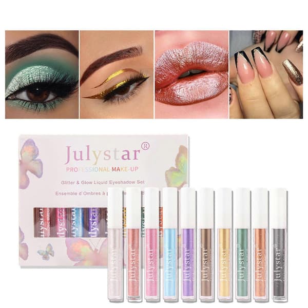 Ögonskuggstift Diamant Flytande Glitter Pärlhighlight Glitter Matt Avslutning Flytande Set 10*2,5ml