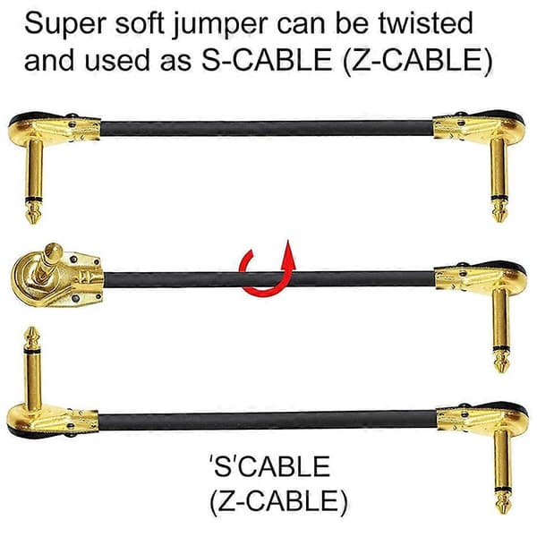 Guitar Patch Kabel Effektpedal Patch Ledninger 1/4-Tommer Ret Vinkel Lav Profil Pandekage Design til Eff