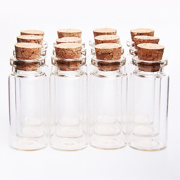 20 stk. Hætteglas Flasker Mini Glasflaske Med Korkprop Ønskeflasker, Til Bryllup, Kreationer Og