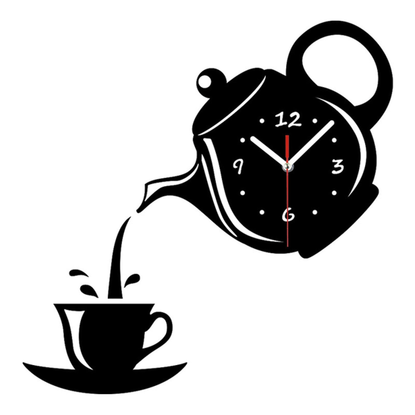 Creative Diy Acrylic Coffee Cup Teapot 3d Wall Clock Decorative Kitchen Wall Clocks Living Room Din