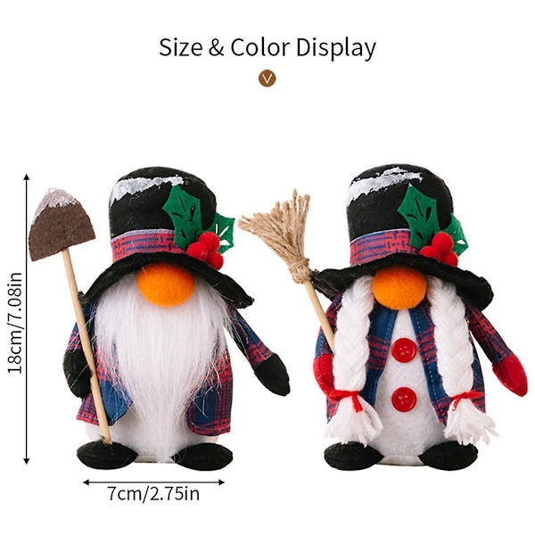 Julepynt Ansigtsløs Dukke Figur Ornament Kost Skovl Gnome Dukke Gaver Mandlig