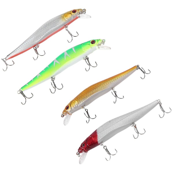 4 stk. Fiskesim 14cm/23g Crankbait Wobblers 3D Øjne Aborre Kunstig Agnsfisk Gedde Karpe Agnsfisk Svømmeagnsfisk