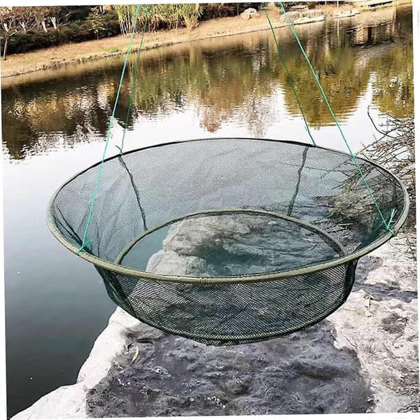 Fiskfälla Portabel Rund Krabbnät Nylon Hopfällbart Fisknät Vävd Mesh Fisk