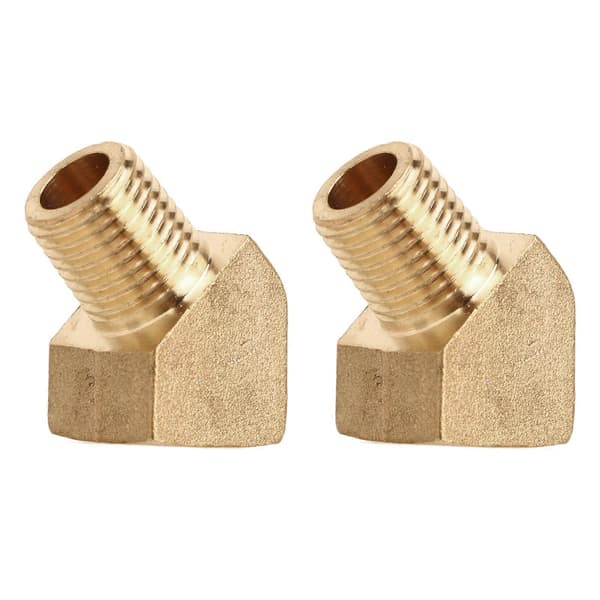 2 stk. 45° Rørkne Solid Messing 8mm Innvendig Gjenge 45 Graders Luft Drivstoff Gass Vannrør Adapter Kobling