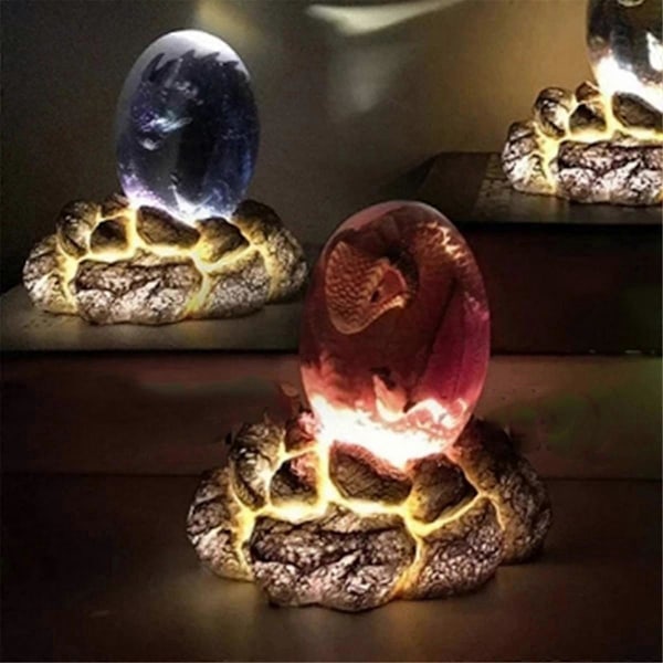 Lava Drageegg Resin Statue Ornamentale Dinosaur Egg Skulptur Edelsten Suvenir Hjem Dekor Samling Barnegave Leke B