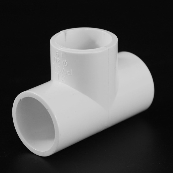 20mm PVC T-stykke 3-veis Vannrør Rør Adapter Koblinger Hvit 5 stk